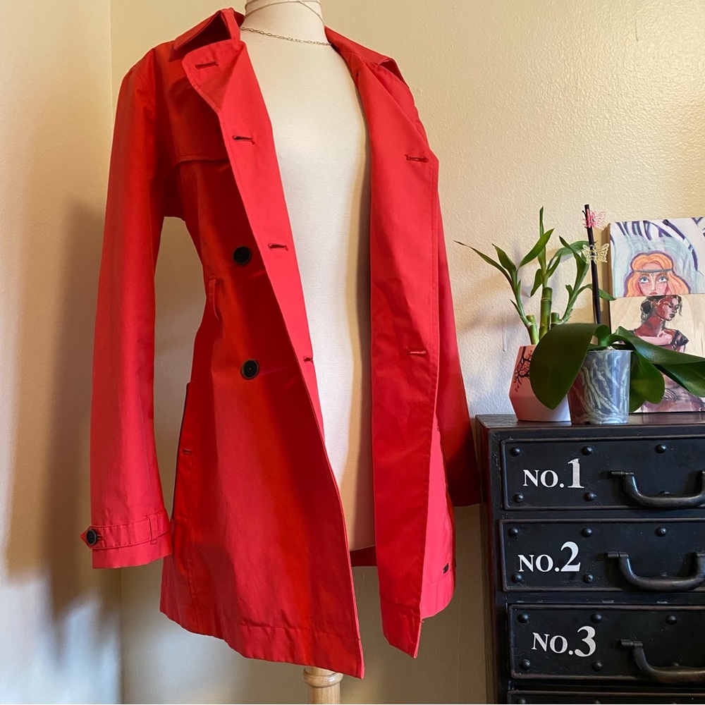 Timberland womens Bright coral waterproof trench coat